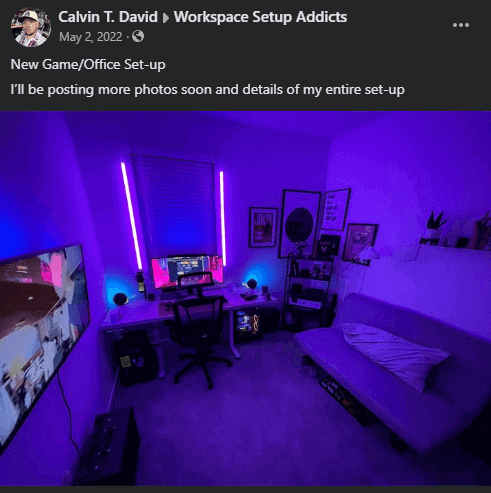 A gaming setup photo posted on Facebook group by a gamer