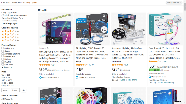 RGB strip light on amazon