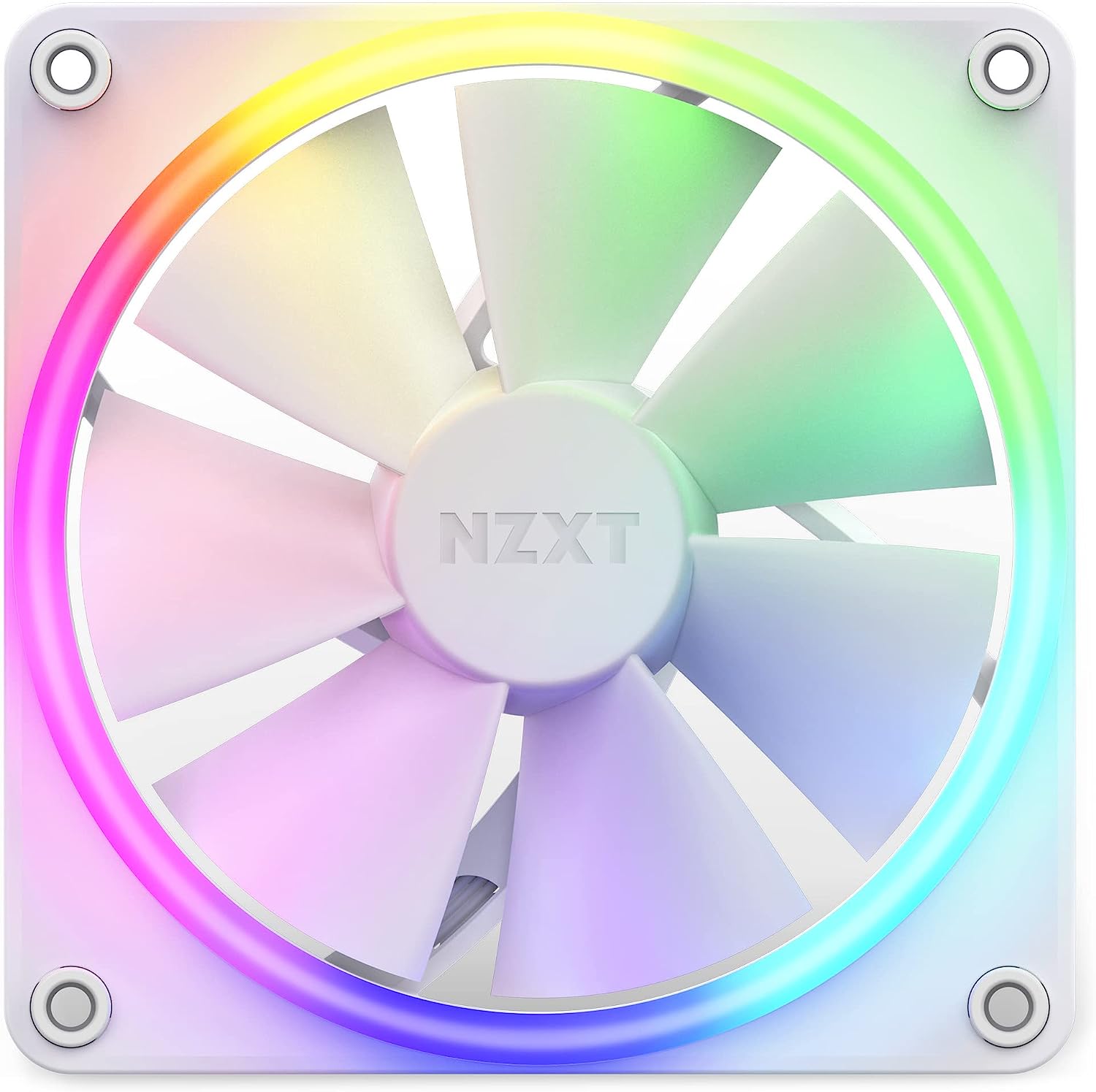NZXT F120 RGB Fans - RF-R12SF-W1 - Advanced RGB Lighting Customization - Whisper Quiet Cooling - Single (RGB Fan & Controller Required & NOT Included) - 120mm Fan - White