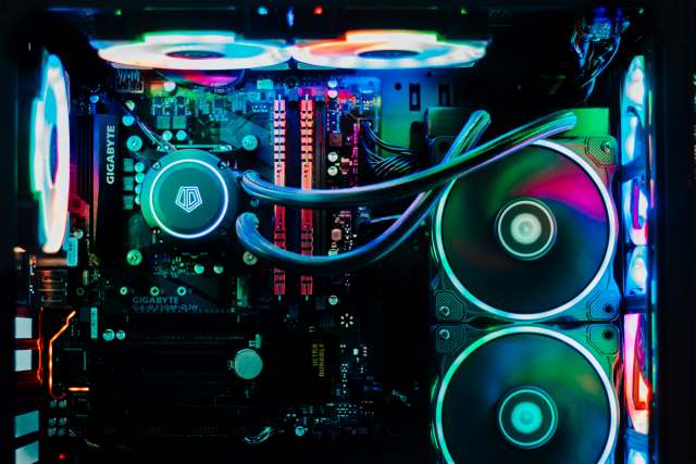 gaming pc full of RGB lighting