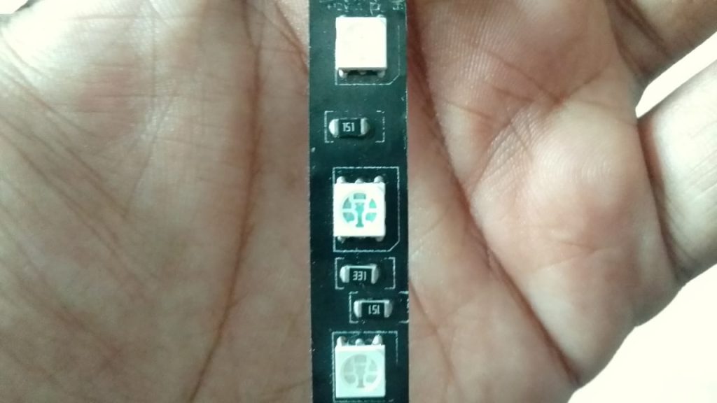 RGB LED light on a hand